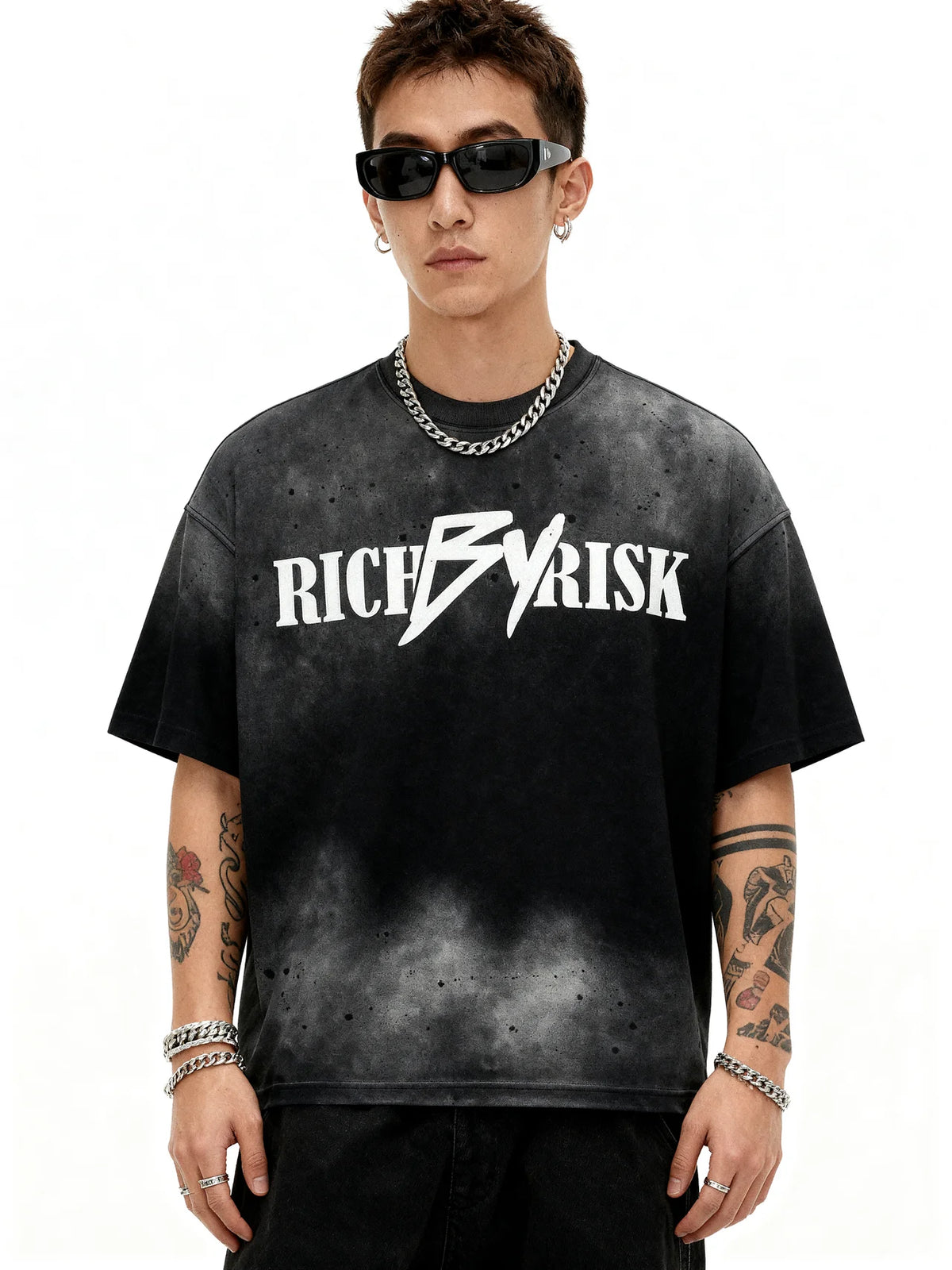 RICH BY RISK SUN-FADED BLACK TSHIRT