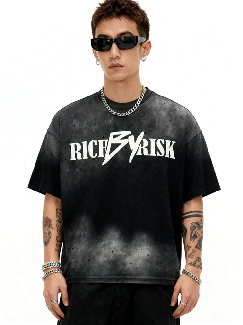 RICH BY RISK SUN-FADED BLACK TSHIRT