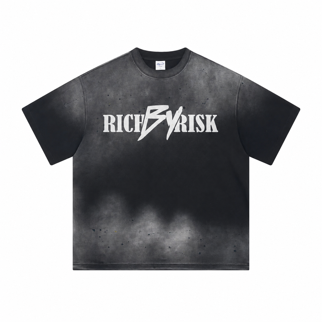 RICH BY RISK SUN-FADED BLACK TSHIRT