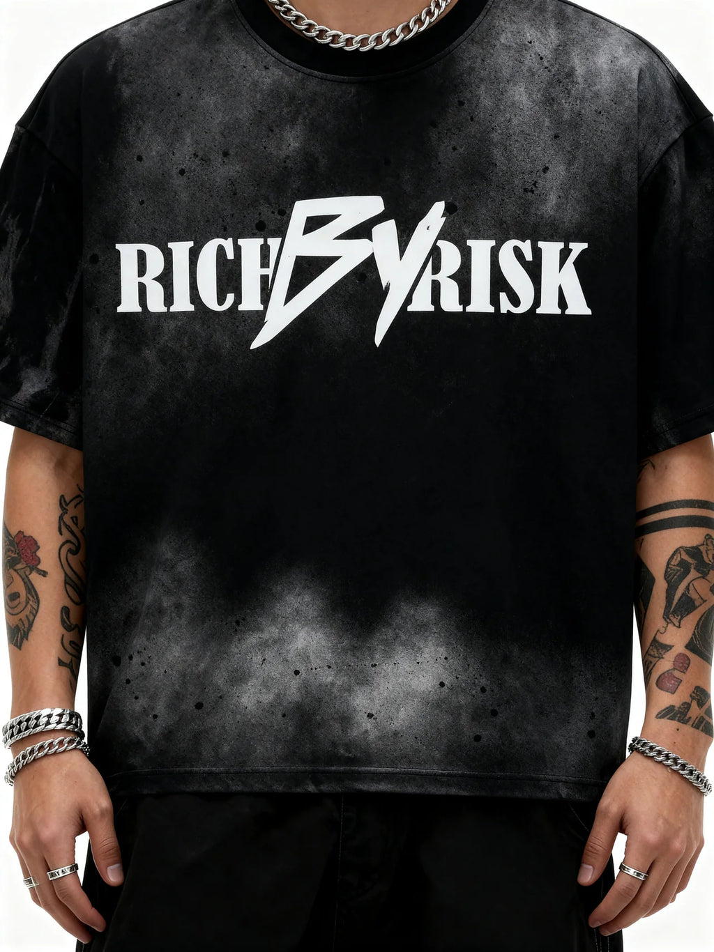 RICH BY RISK SUN-FADED BLACK TSHIRT