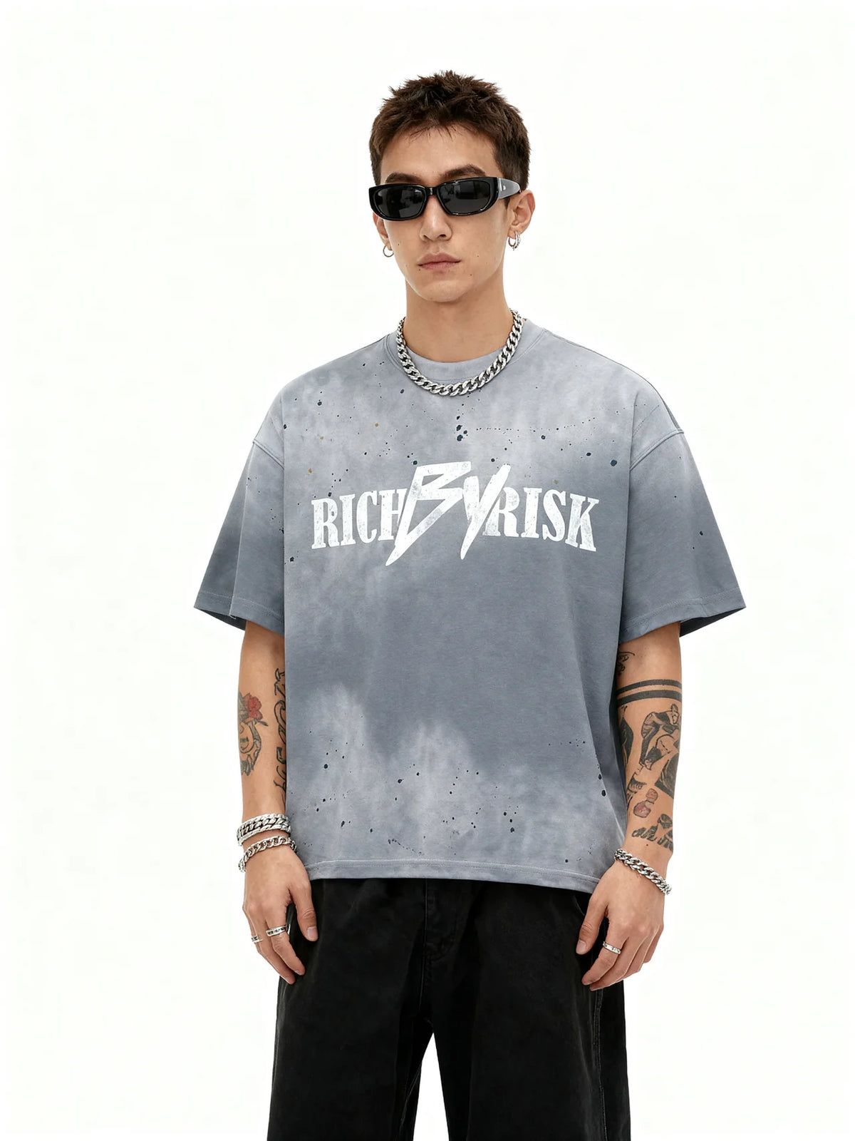 RICH BY RISK SUN-FADED GREY TSHIRT