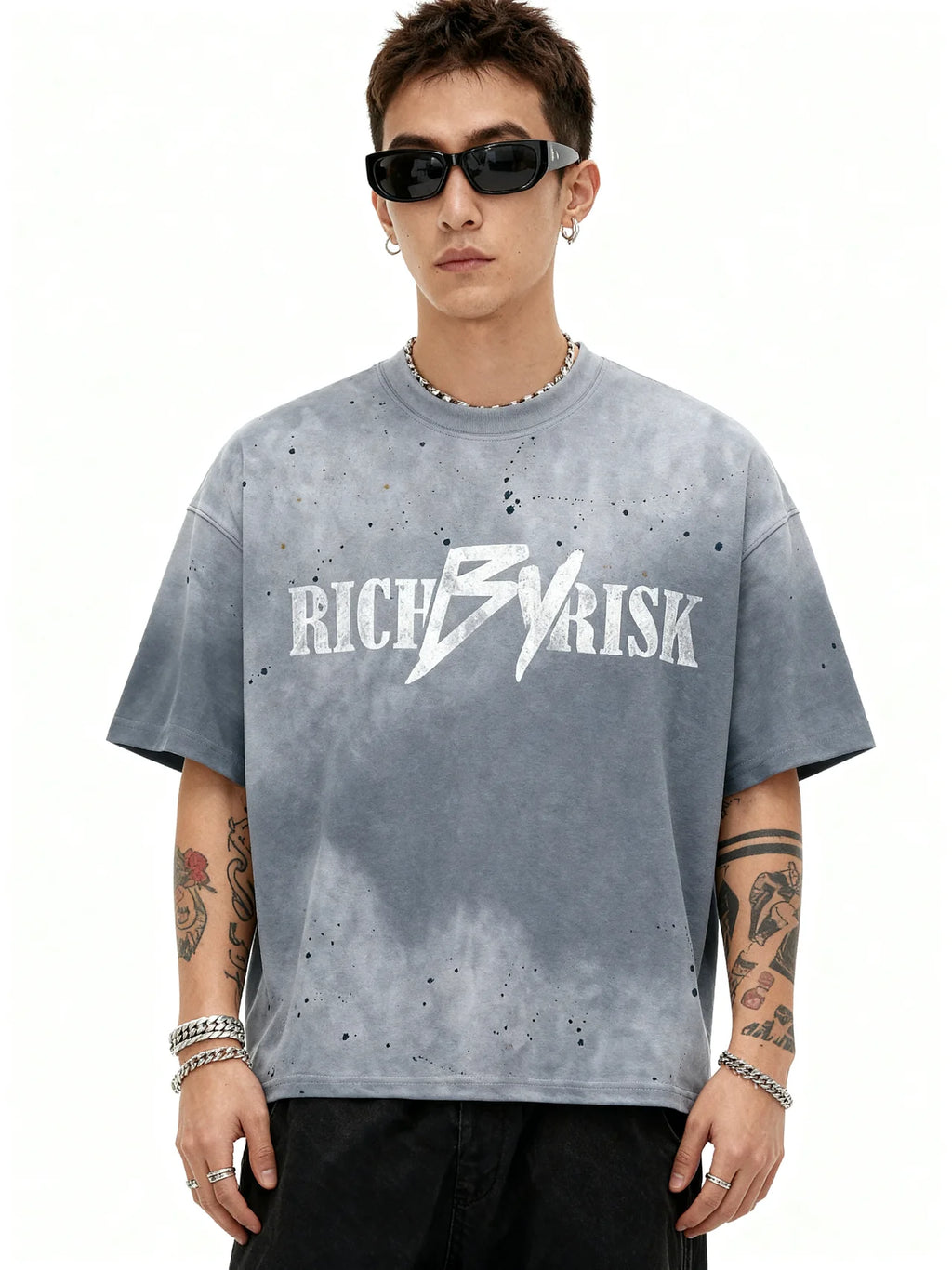 RICH BY RISK SUN-FADED GREY TSHIRT